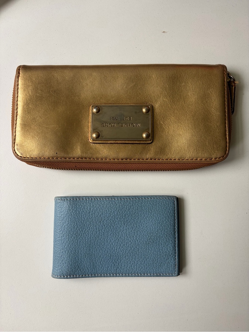 Michael Kors Gold Zip-Around Wallet & Coach Pocket Note wallet